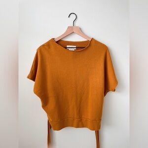 Anthropologie Mustard Tie Back Sweatshirt Tee, S